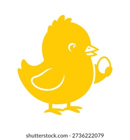 A simple yellow cartoon chicken with minimal design elements