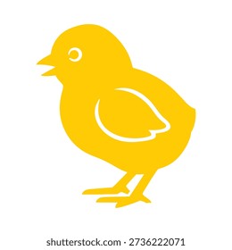 Simple yellow chick silhouette with one leg standing