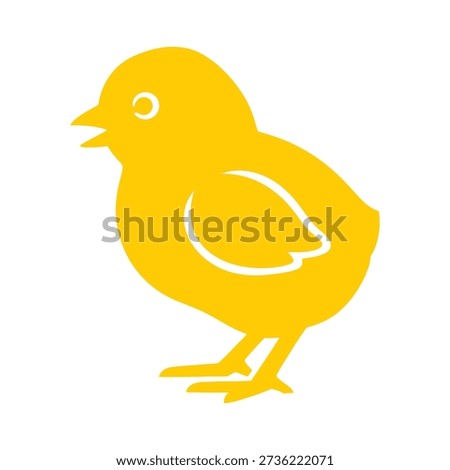 Simple yellow chick silhouette with one leg standing
