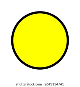 simple yellow circle icon with black outline design vector