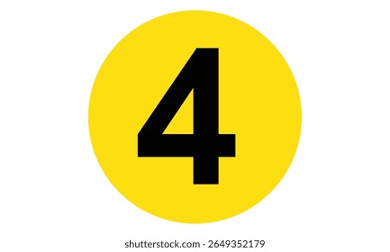 simple yellow circle on black number four symbol.