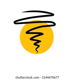 Arte de la línea de torbellino de círculo simple amarillo