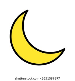 ilustração simples ícone do vetor da lua crescente amarelo