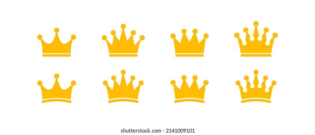 Simple Yellow crown icons. Isolated vector crown icon set. EPS10