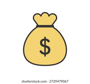 Simples saco de dólar amarelo ícone vetor