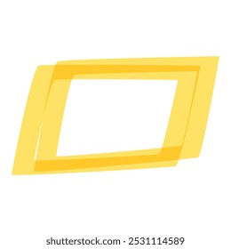 Simple yellow double square frame is floating on a white background