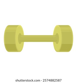 Simple yellow dumbbell is laying horizontally, representing the concept of working out and achieving fitness goals