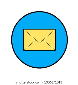 simple yellow envelope mail (email) icon on the blue background. Vector eps 10 illustration. 