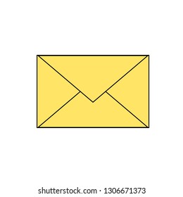 simple yellow envelope mail (email) icon. Vector eps 10 illustration. 