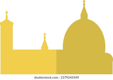 Simple yellow flat drawing of the Italian historical landmark monument of the CATHEDRAL OF SANTA MARIA DEL FIORE, FLORENCE