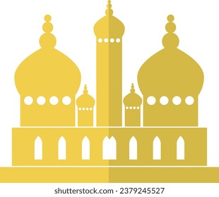 Simple yellow flat drawing of the Russian historical landmark monument of the SAINT BASIL'S CATHEDRAL, MOSCOW