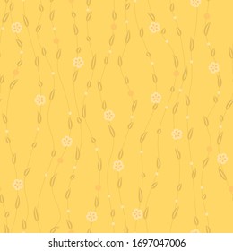 simple yellow floral repetitive background. seamless pattern. textile fabric swatch. wrapping paper. continuous print. vector illustration.  design element for cover page, banner, ad, flyer, post