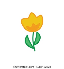 simple yellow flower icon colored line art