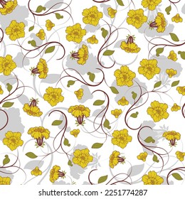 simple yellow flower pattern vector