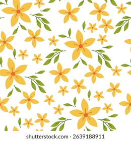 Simple yellow flower seamless pattern on white background. Good pattern for textile and fasihon