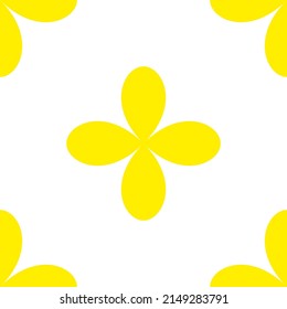Simple yellow flowers, petals seamless, repeatable pattern, background. Nature, ecology, botanic and gardening concept backdrop. Flower silhouettes, symbols and motifs repetitive texture