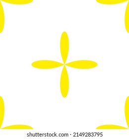Simple yellow flowers, petals seamless, repeatable pattern, background. Nature, ecology, botanic and gardening concept backdrop. Flower silhouettes, symbols and motifs repetitive texture