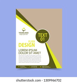 Simple yellow flyer design template. Vector illustration.