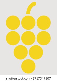 Simple Yellow Grape Bunch Illustration on Light Background for Design Purposes