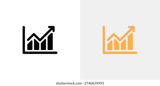 A simple yellow graph icon with an upward trend arrow on a white background