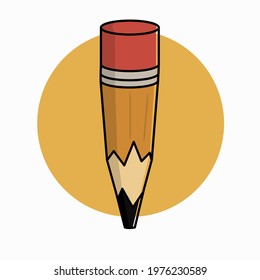 simple yellow graphite pencil icon - school drawing