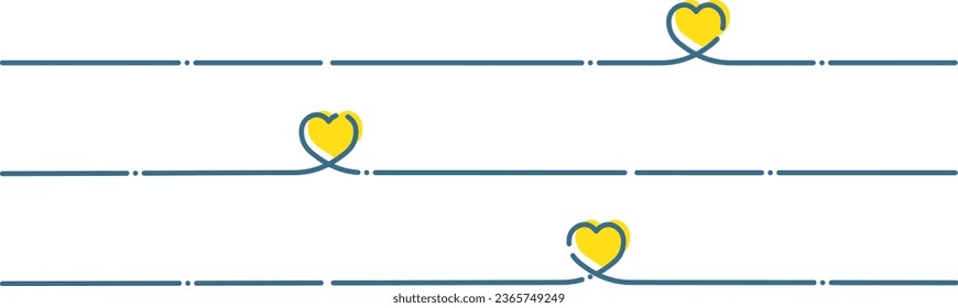 simple yellow heart blue line frame