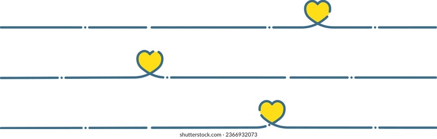 simple yellow heart blue line frame