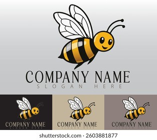 Simple yellow honey bee design concept illustration. 