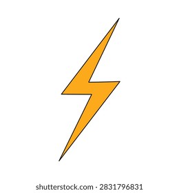 Simple yellow lightning bolt icon with a black outline on a clean white background, representing electricity, energy, power, speed, and warning.