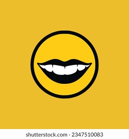 simple yellow lips smile logo vector illustration template design