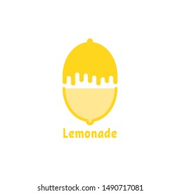 simple yellow logo like lemonade. flat cartoon style trend modern abstract lemon logotype graphic design isolated on white background. concept of emblem of citrus beverage and cooling beach drink