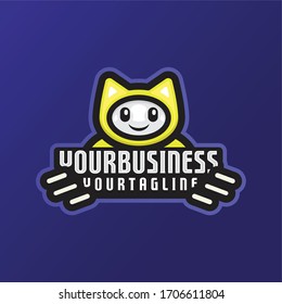 Simple yellow Mascot robot e-sport logo template