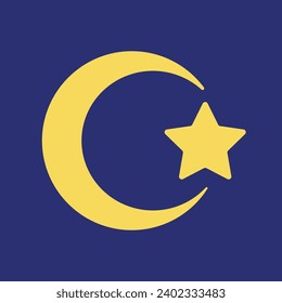 simple yellow moon cresent symbol of islam muslim 