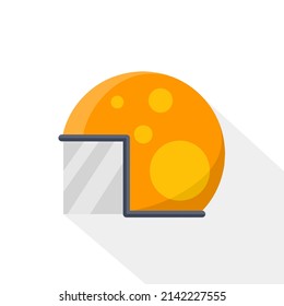 simple yellow motorcycle helmet vector icon with flat design