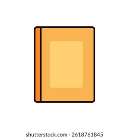 Simple Yellow Notebook Illustration with Large Rectangle on Front Cover