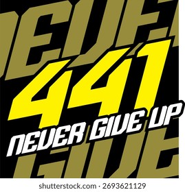 Einfache gelbe Zahl 441 Vektor, abstrakter Hintergrund, Aufkleber oder kostenloses Print-Design.