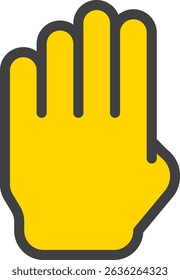 Icono amarillo simple de la mano abierta