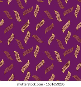 simple yellow and orange leaves scattered on a purple background seamless vector pattern
