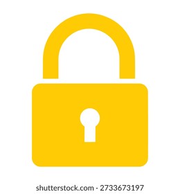 Simple yellow padlock icon in unlocked state symbolizing security and access