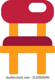 Simple yellow and red chair, illustration, vector on a white background.