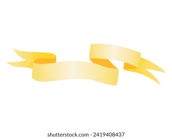 Simple yellow ribbon isolated on white. Tape, band. set of characters for text banner. Decorative tape. linear icon vintage banner, graphic sale badge.