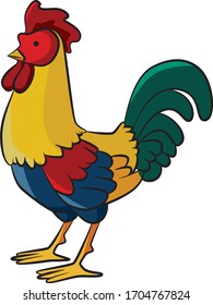 Simple yellow Rooster illustration vector