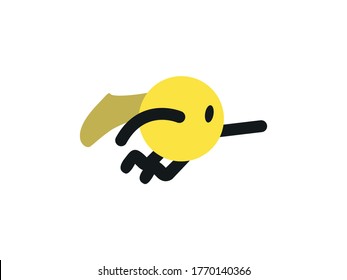 Simple Yellow Round Character Flying with a Cape