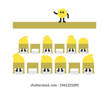 Simple Yellow Round Character Giving a Speech