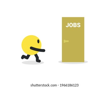 Simple Yellow Round Character Walking into a Door