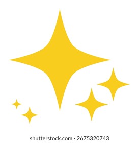 Einfache gelbe funkelnde Sterne, Vektorgrafik mit sauberen Kanten, ideal für digitales Design, Symbole, UI-Elemente oder Dekorationen.
