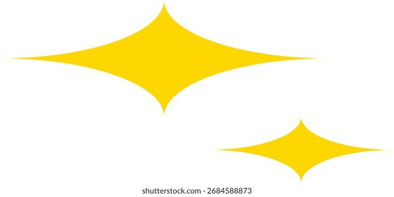 Einfache gelbe Funkeln mit verschiedenen Sternenformen für Dekoration, Symbole und grafische Highlights
