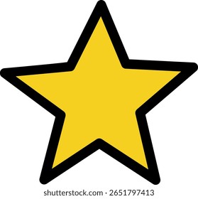 Simple Yellow Star Illustration with Black Outline - Hand-Drawn Cartoon Style Graphic Element