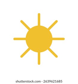 Simple yellow sun icon summer weather bright sunny day