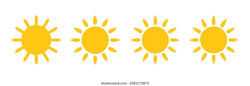 Simple Yellow Sun Illustrations Icon Set